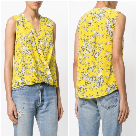 Rag & Bone Victor Silk Floral Top yellow XXS - Picture 1 of 11